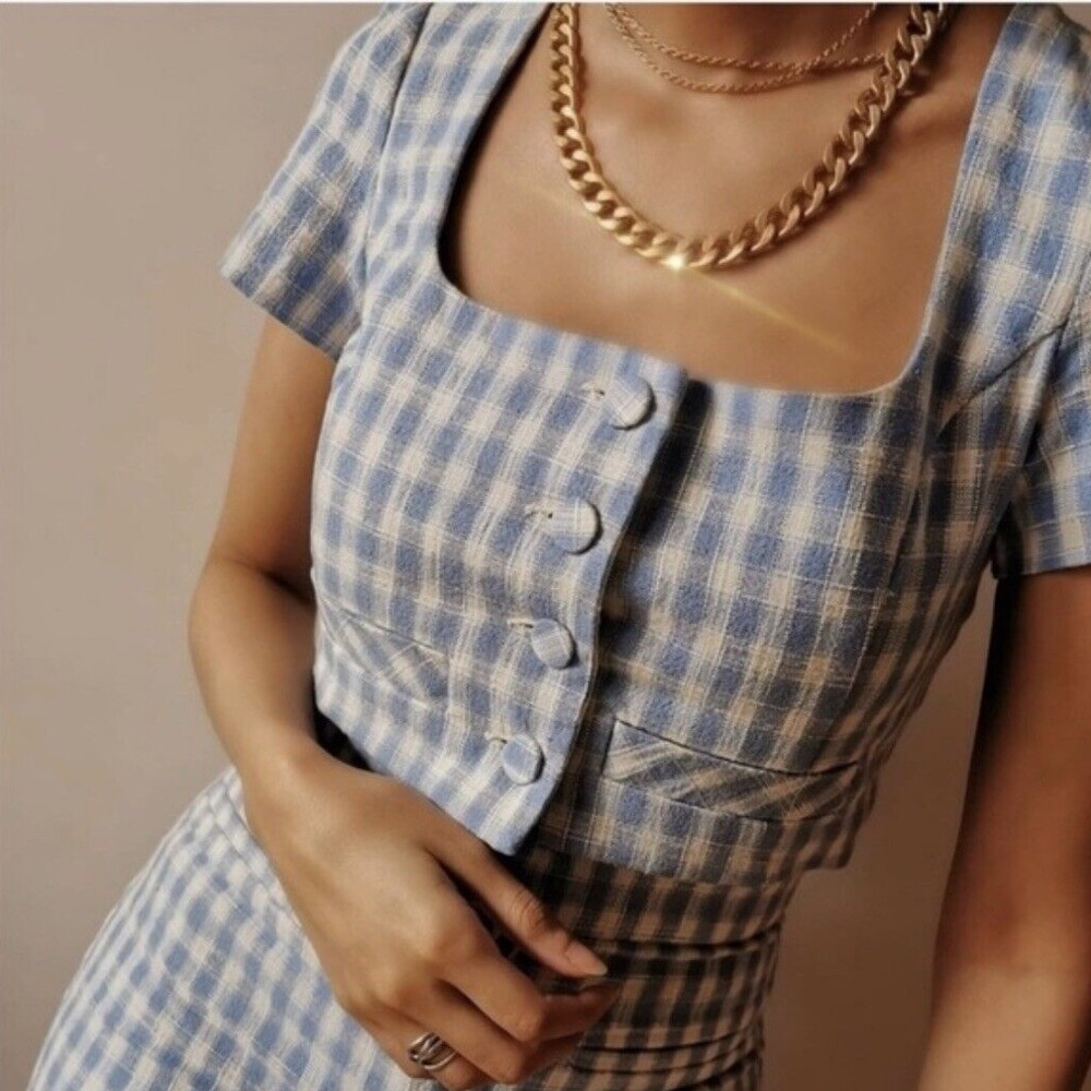 ZARA preppy check cropped BLAZER TOP